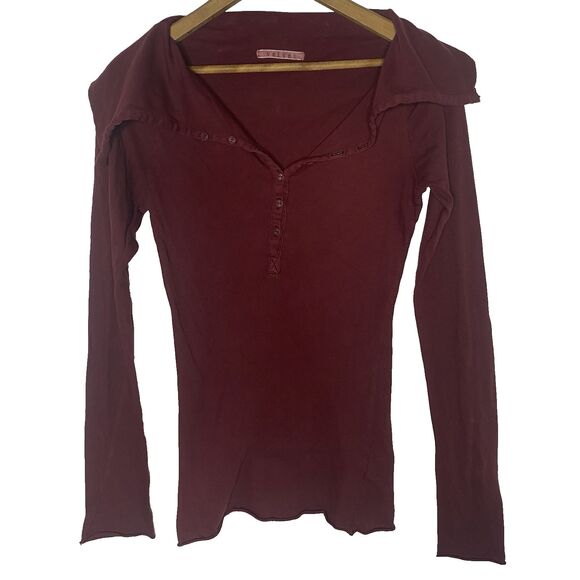 Velvet Graham & Spencer Top V-Neck Long Sleeves Fitted Stretch Womens Size S Red - Picture 1 of 9